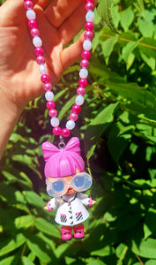Pink Hair Doll necklace 13 inch (2 to 6)